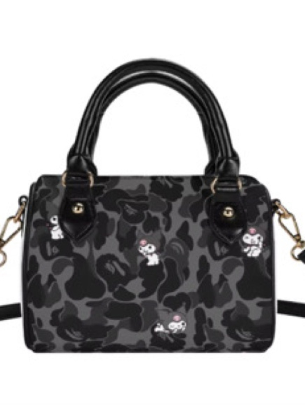 Black Camouflage Pattern Dome Satchel Handbag